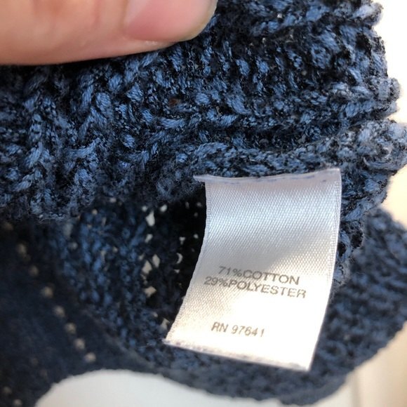 J. Jill Sweater Womens Large Blue Open Knit Marled Long Sleeve Scoop Neck - Picture 7 of 8